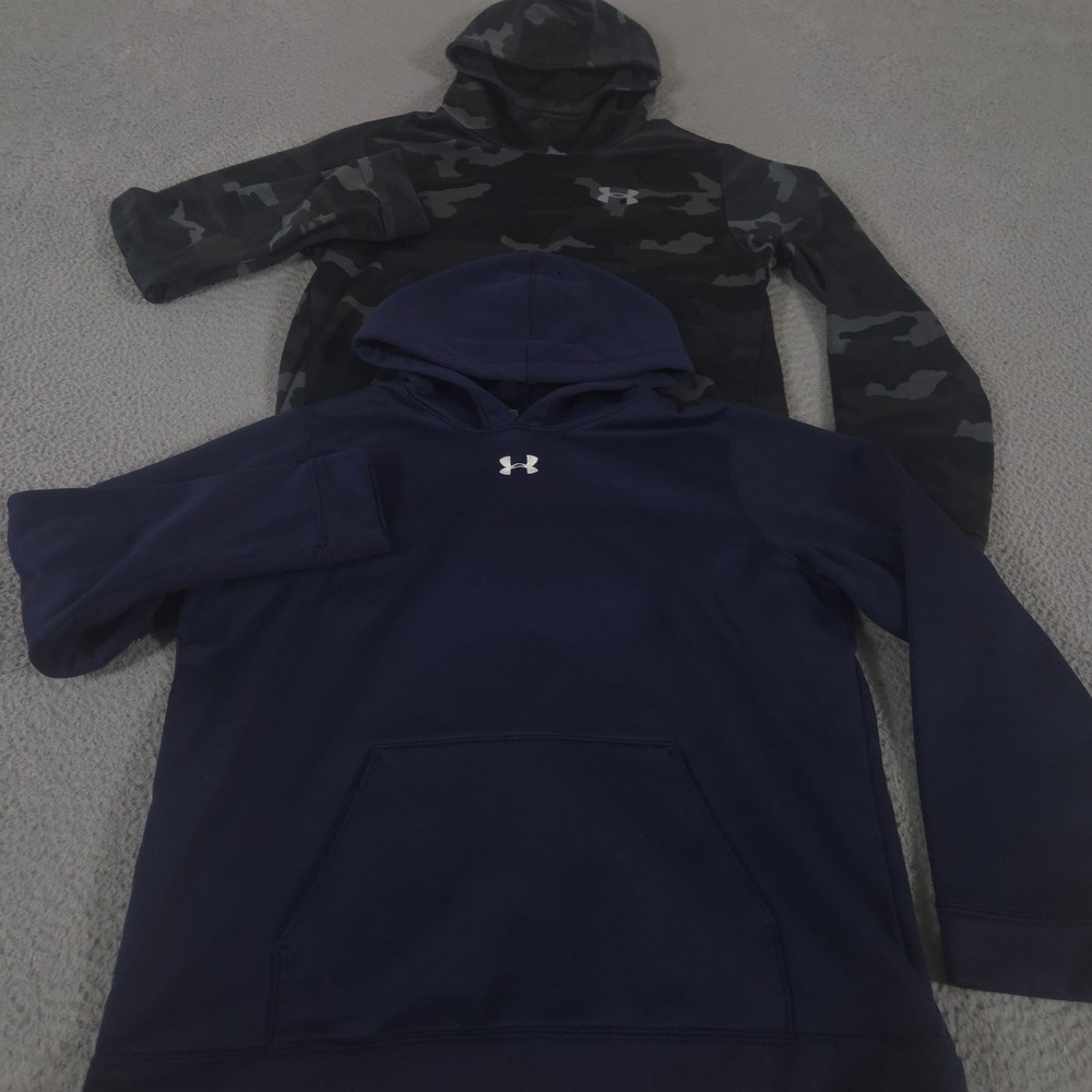 LOT OF 2 Under Armour Hoodie Boys YXL Multi Rival Fleece ColdGear Camo Pullover